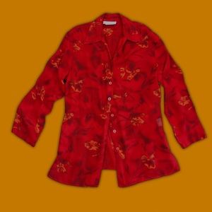 Spicy Red Floral Blouse